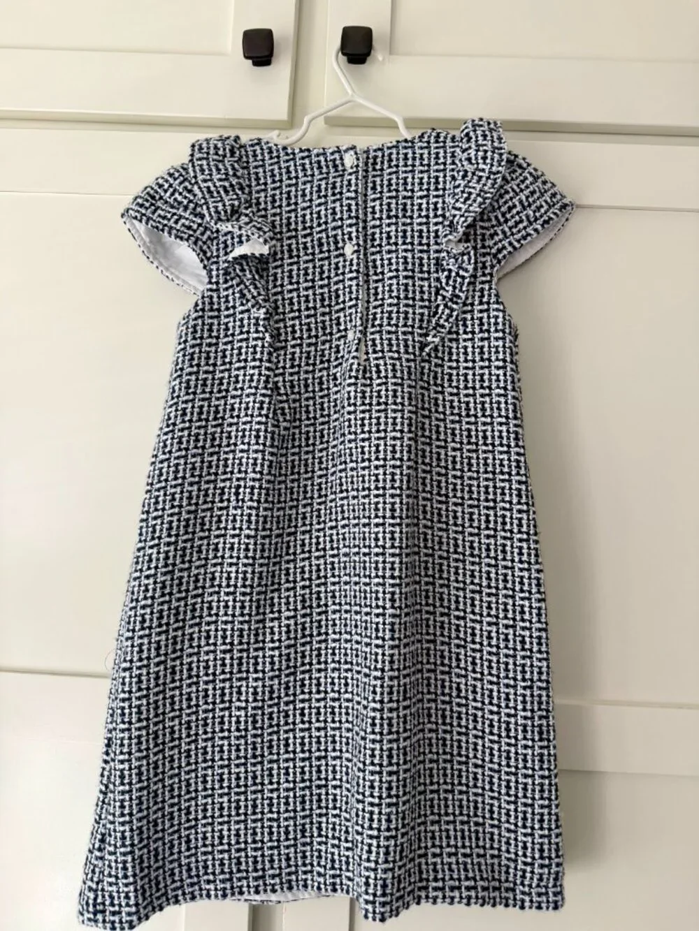 NWT Janie and Jack Girls Navy White Textured Dress Size 10